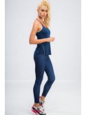 Dark blue leggings with red inscription 13930 - Online store - Boutique